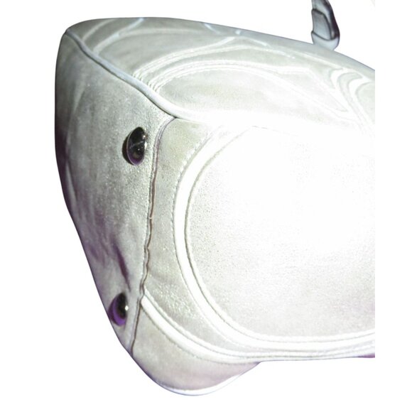 Coach 2005 Silver Leather Pierced Studded Signature Gallery Tote Brown Wristlet - Picture 10 of 12